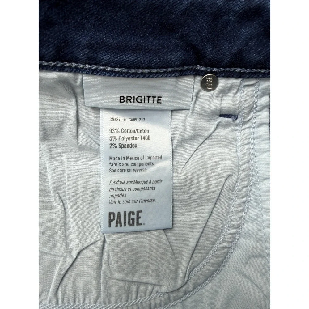 Paige Brigitte Straight Jeans Womens 27 Blue Dark Wash‎ Mid Rise Distressed